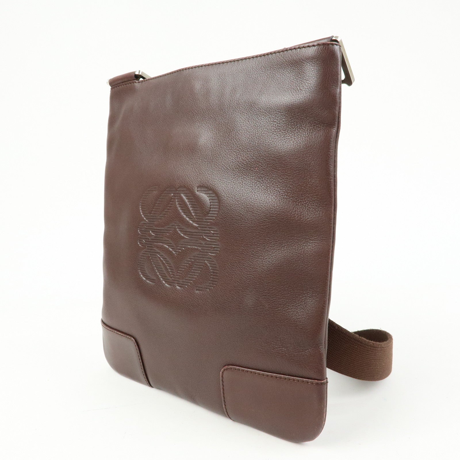 LOEWE Anagram Leather Shoulder Bag Crossbody Bag Brown