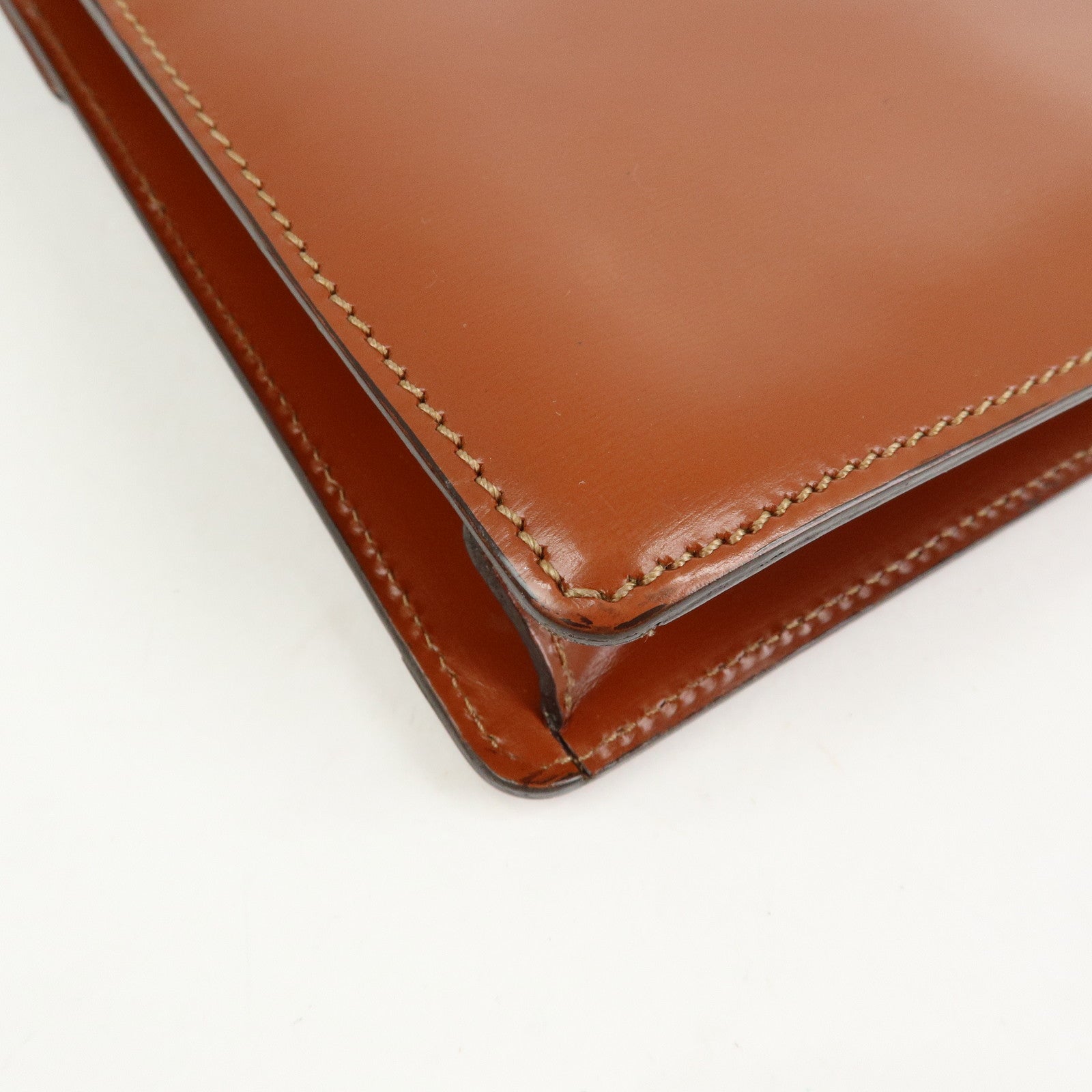 LOEWE Anagram Logo Leather Clutch Bag Wristlet Bag Brown