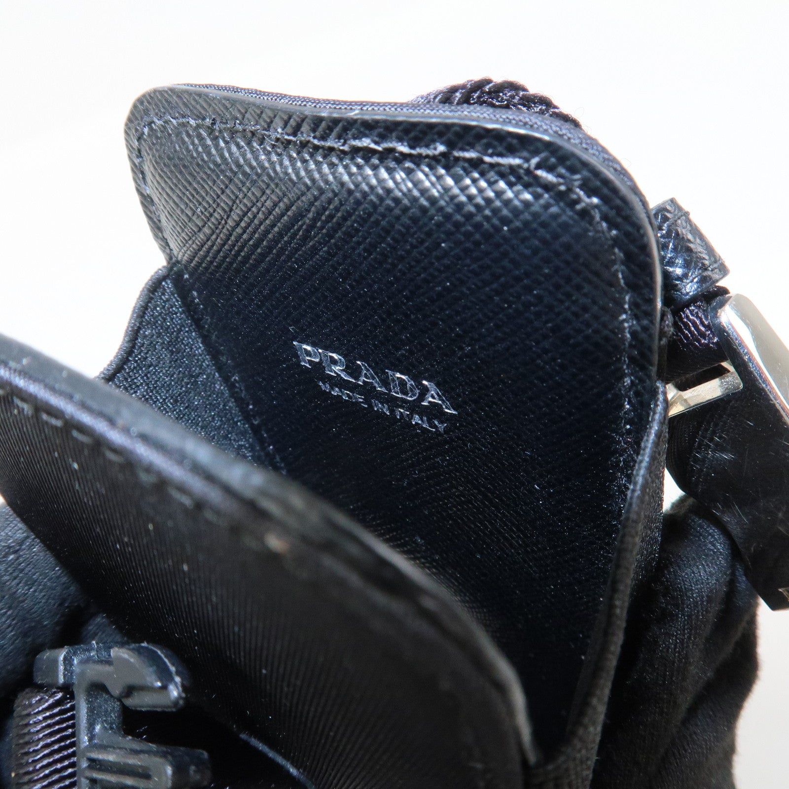 PRADA Triangle Logo Nylon Leather Phone Case Black 1ZT023