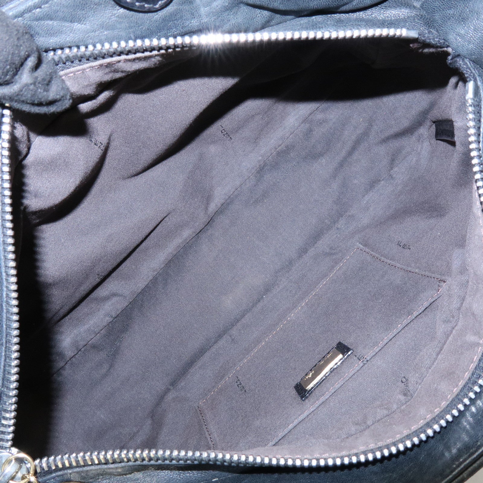 FENDI Leather 2Way Bag Hand Bag Shoulder Bag Black 8BR529