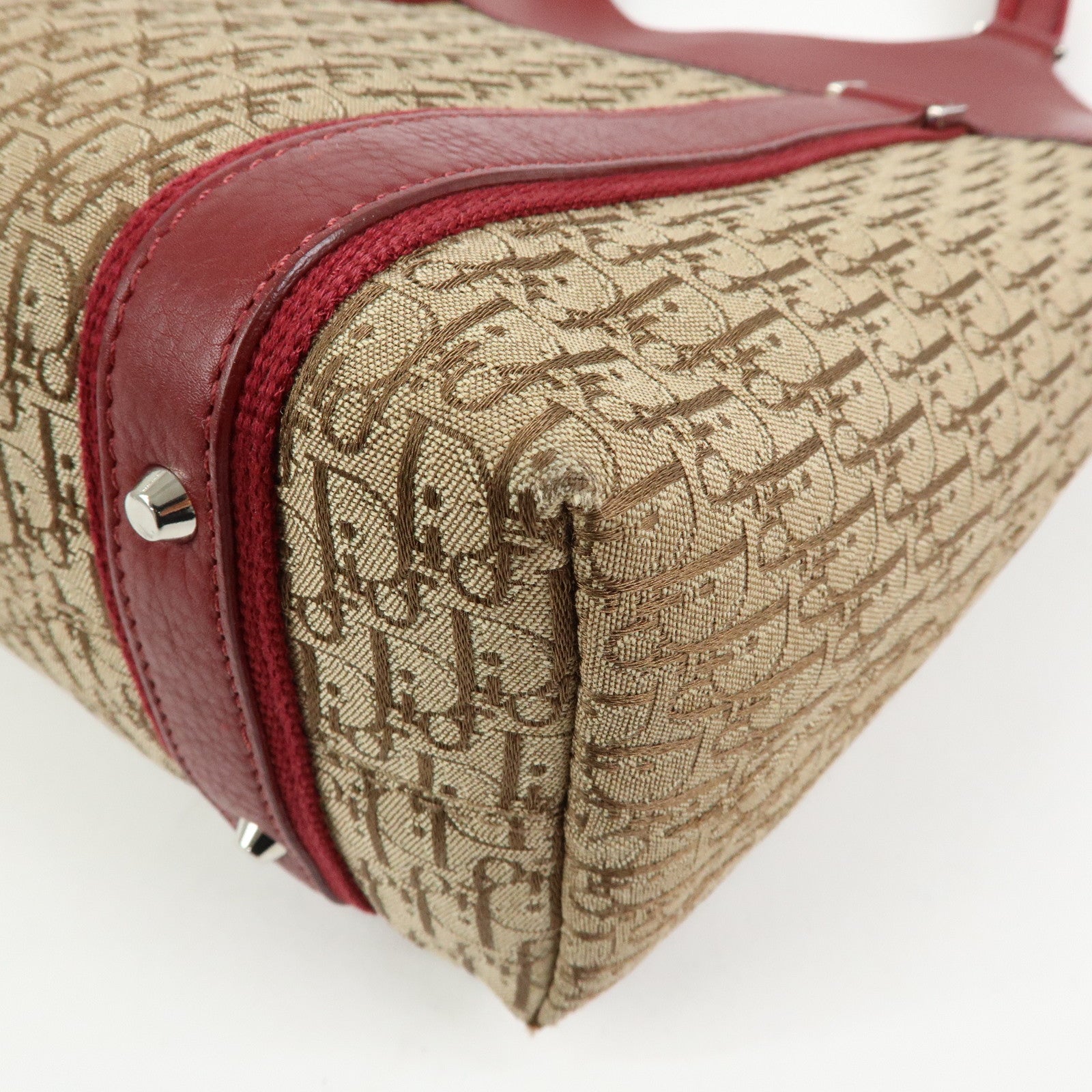 Christian Dior Street Chic Trotter Jaquard Canvas Leather Hand Bag