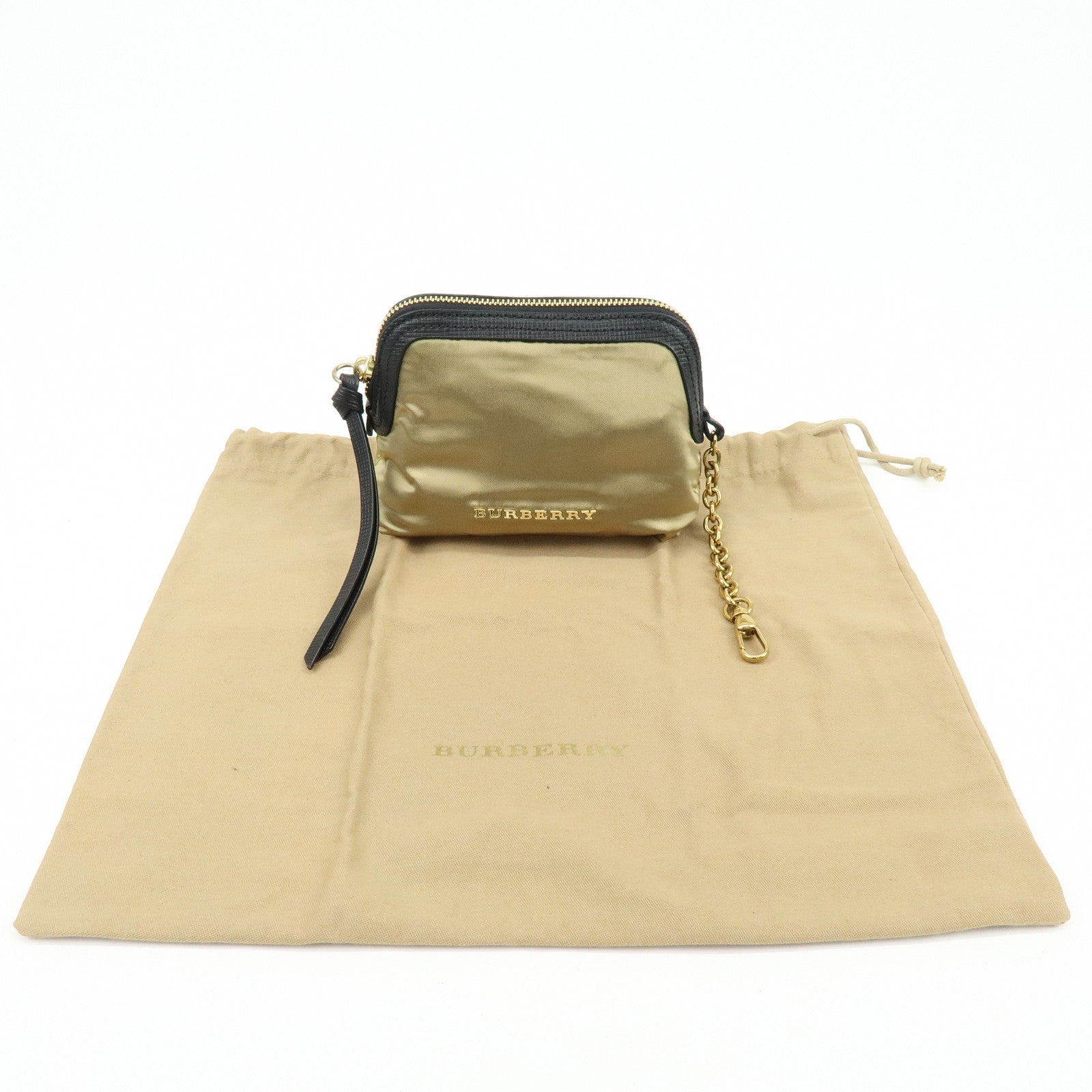 BURBERRY Nova Plaid Set of 2 Canvas Pouch Cosmetic Case Brown Gold