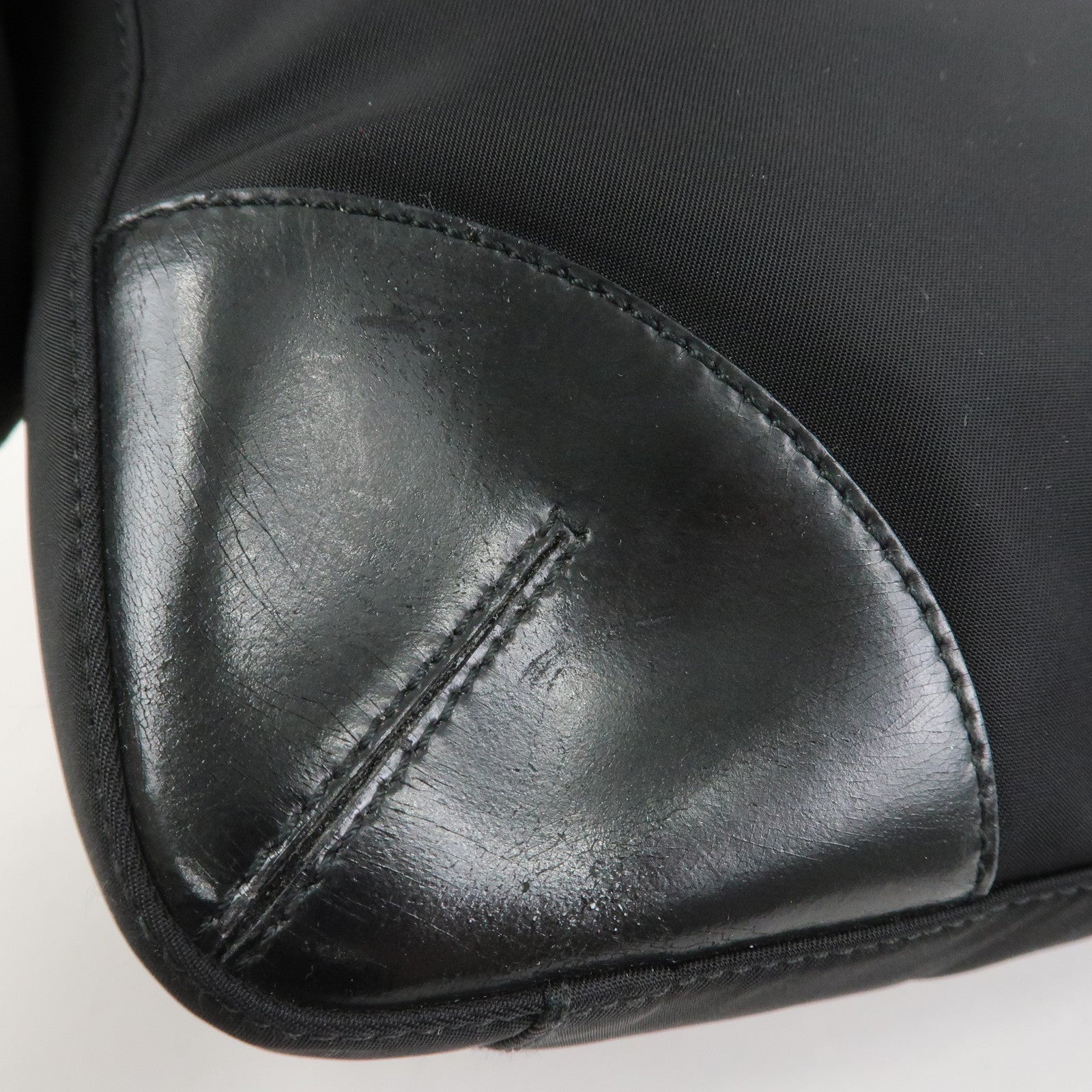 PRADA Triangle Logo Nylon Tote Bag Shoulder Bag Black