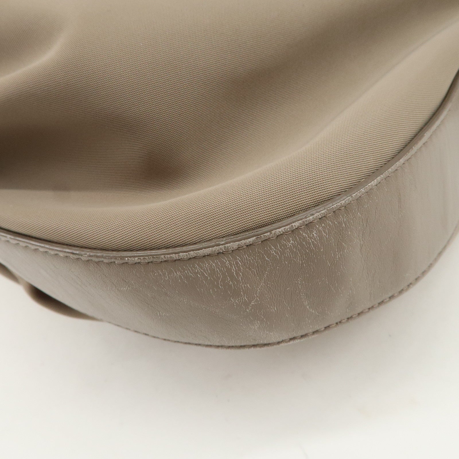 Ferragamo Vara Ribbon Nylon Leather Shoulder Bag Hand Bag Gray