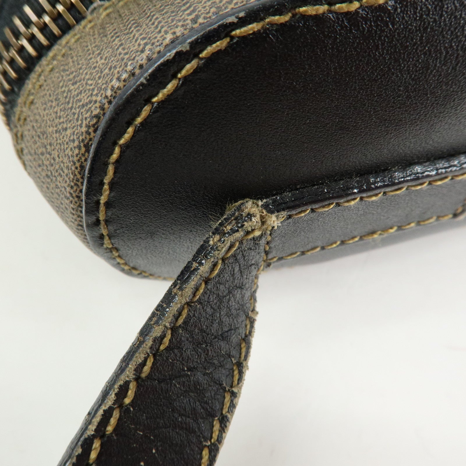 FENDI PVC Canvas Leather Shoulder Bag Crossbody Bag Brown 25933