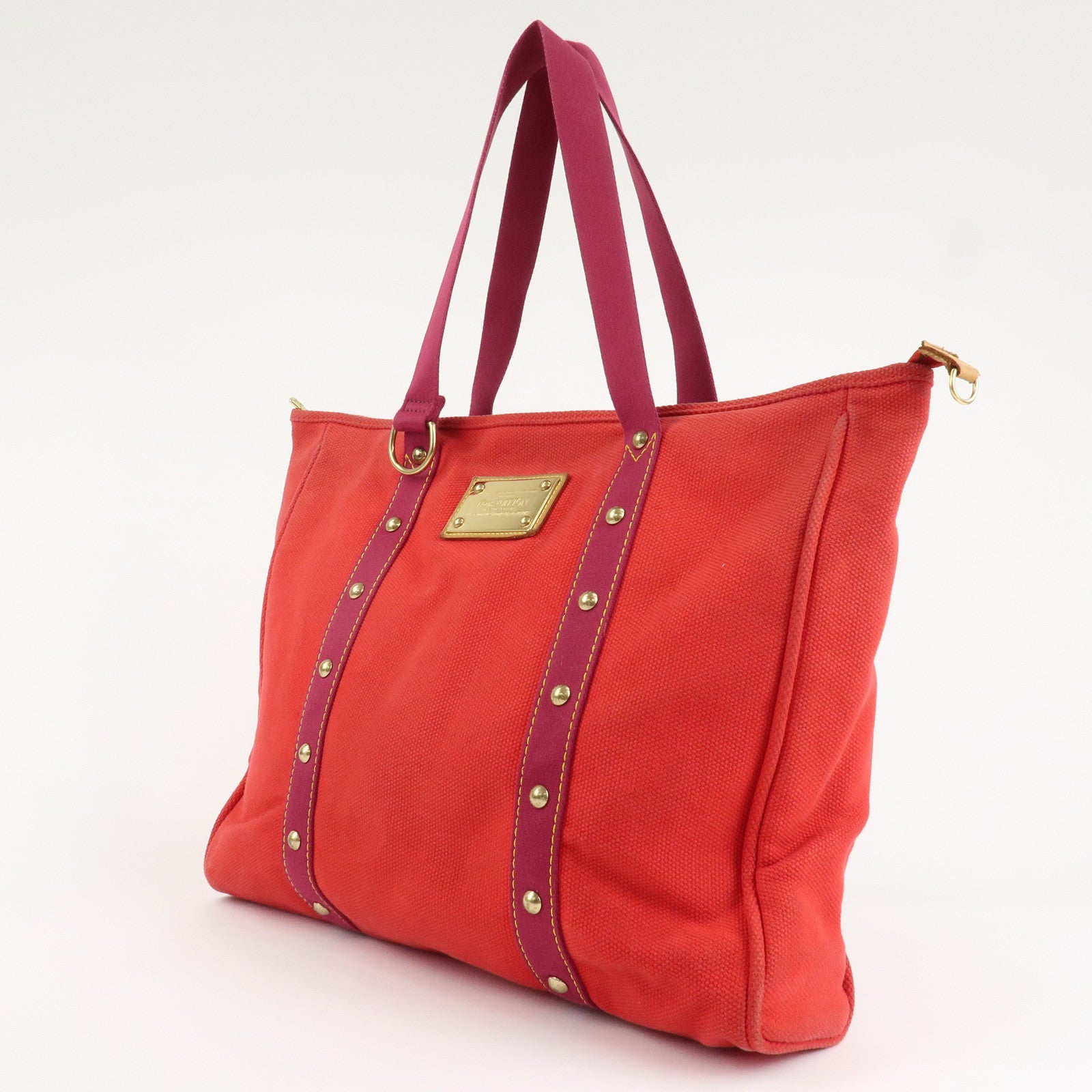 Louis Vuitton Antigua Cabas GM Canvas Shoulder Bag Rouge M40031 Used