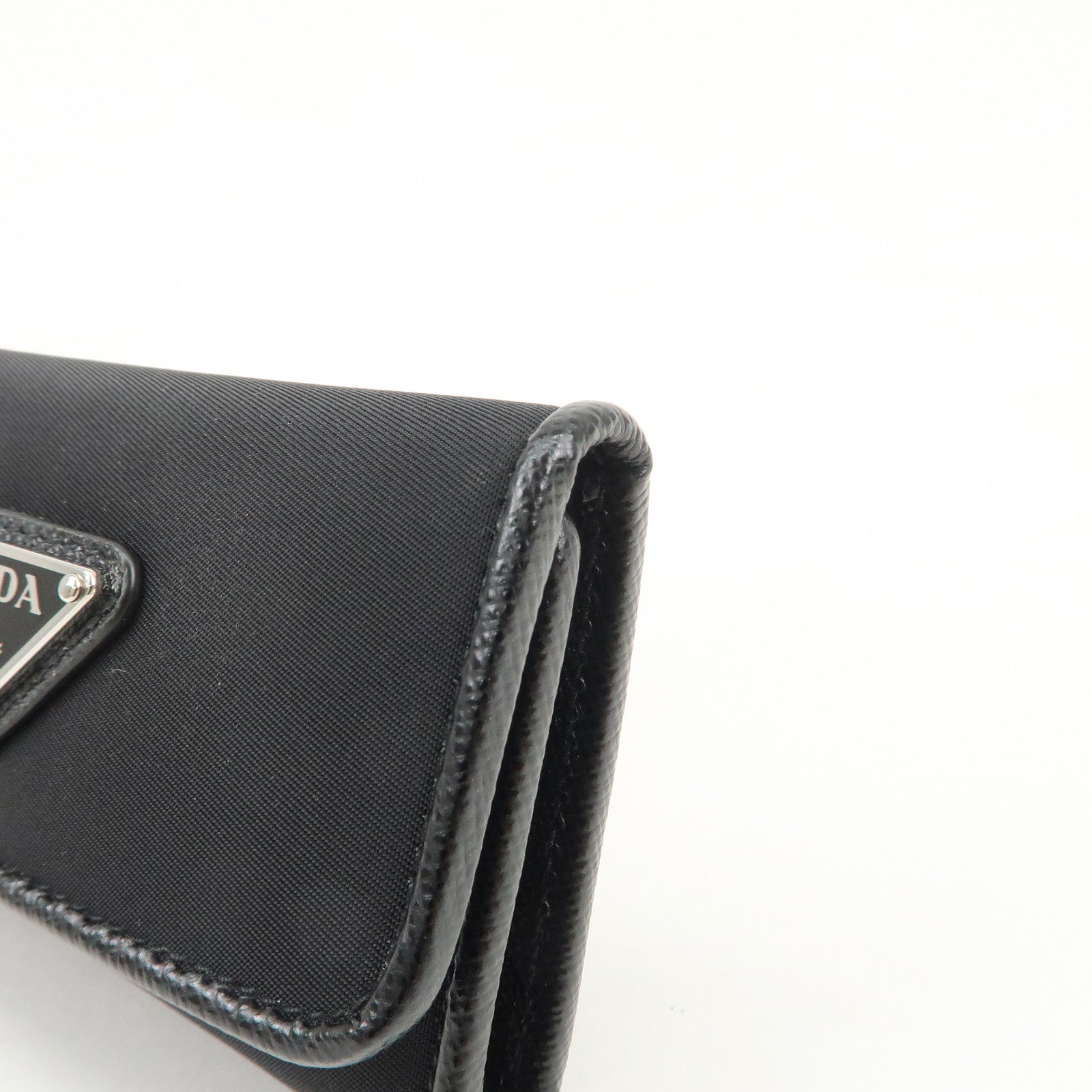 PRADA Triangle Logo 6 Rings Key Case Key Holder Black 1PG222
