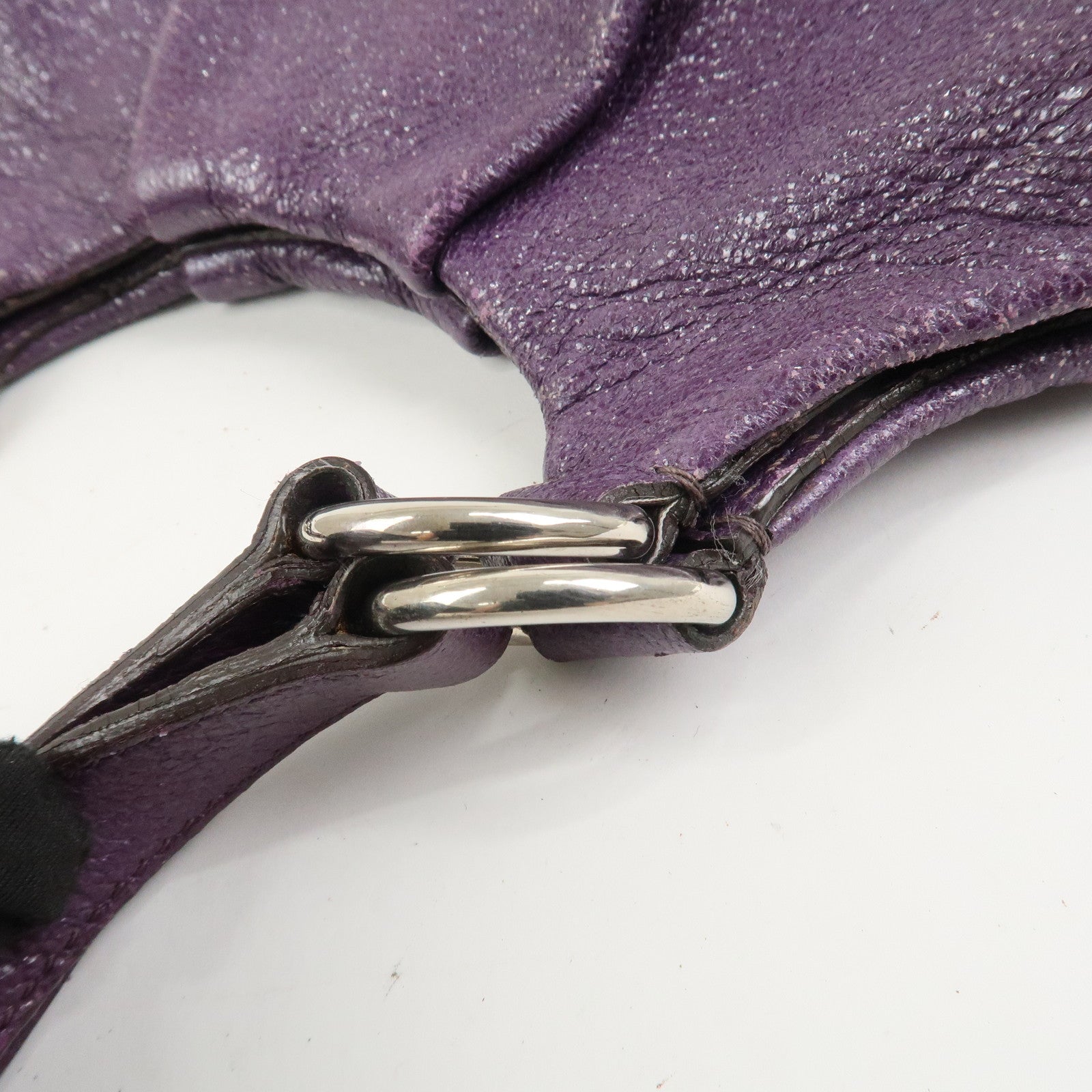 PRADA Leather Tote Bag Shoulder Bag Purple Silver