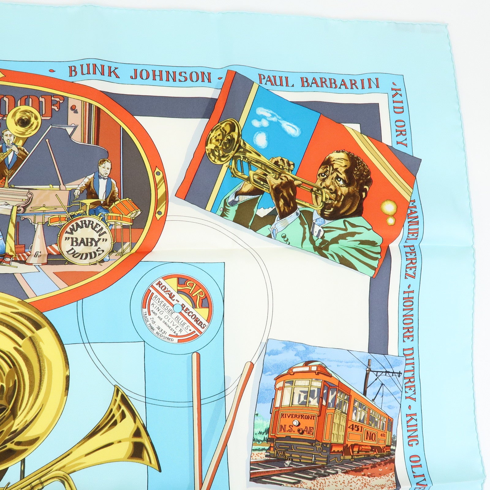 HERMES Carre90 Silk 100% Scarf ORIGINAL NEW ORLEANS CREOLE JAZZ1923