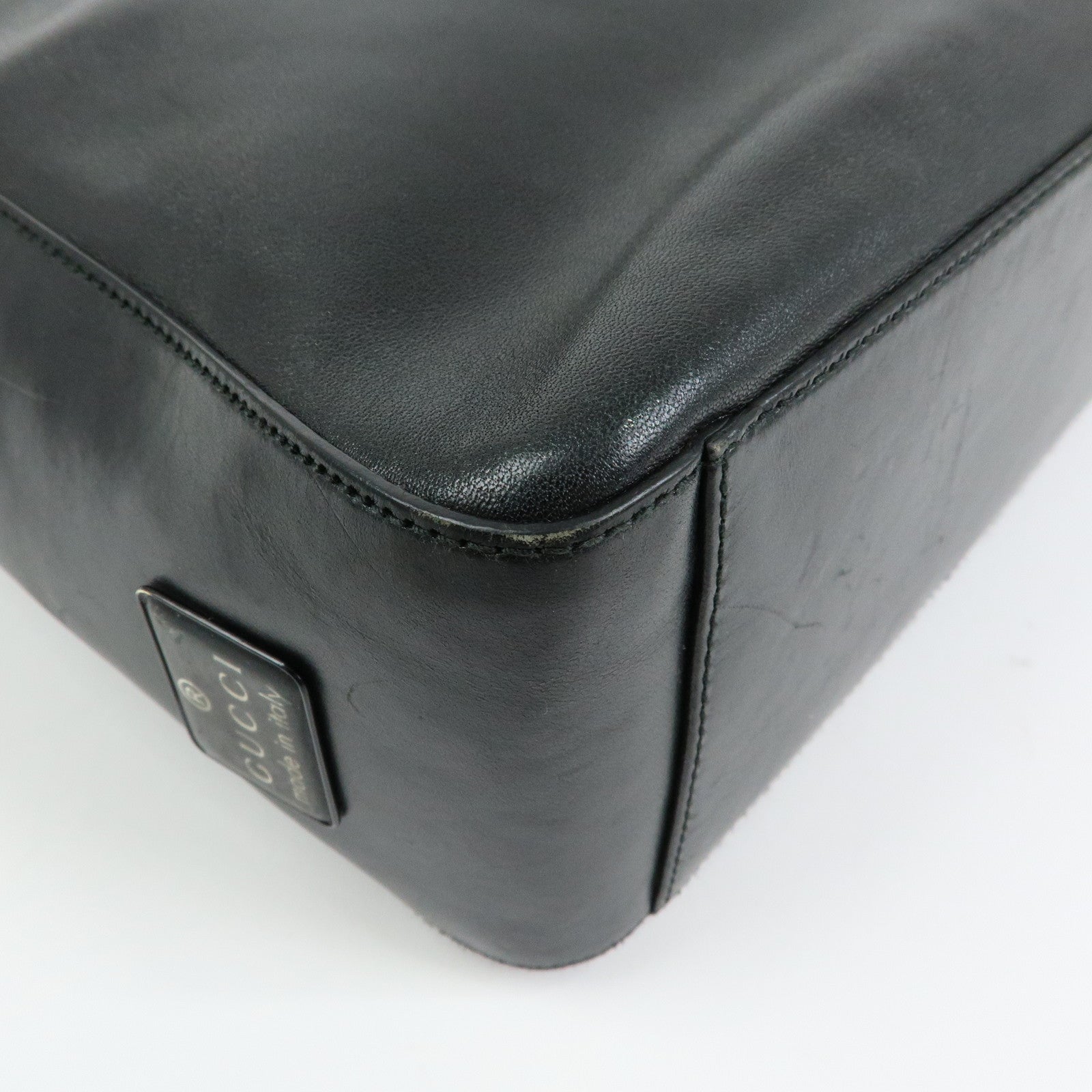 GUCCI Leather Shoulder Bag Hand Bag Tote Bag Black 001・3770