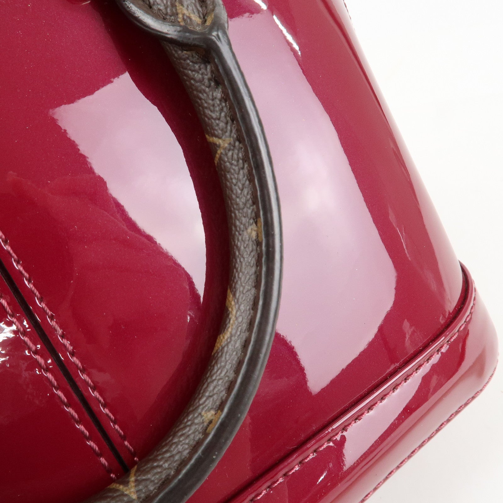 Louis Vuitton Monogram Vernis Alma BB 2Way Hand Bag Magenta M54785 Used