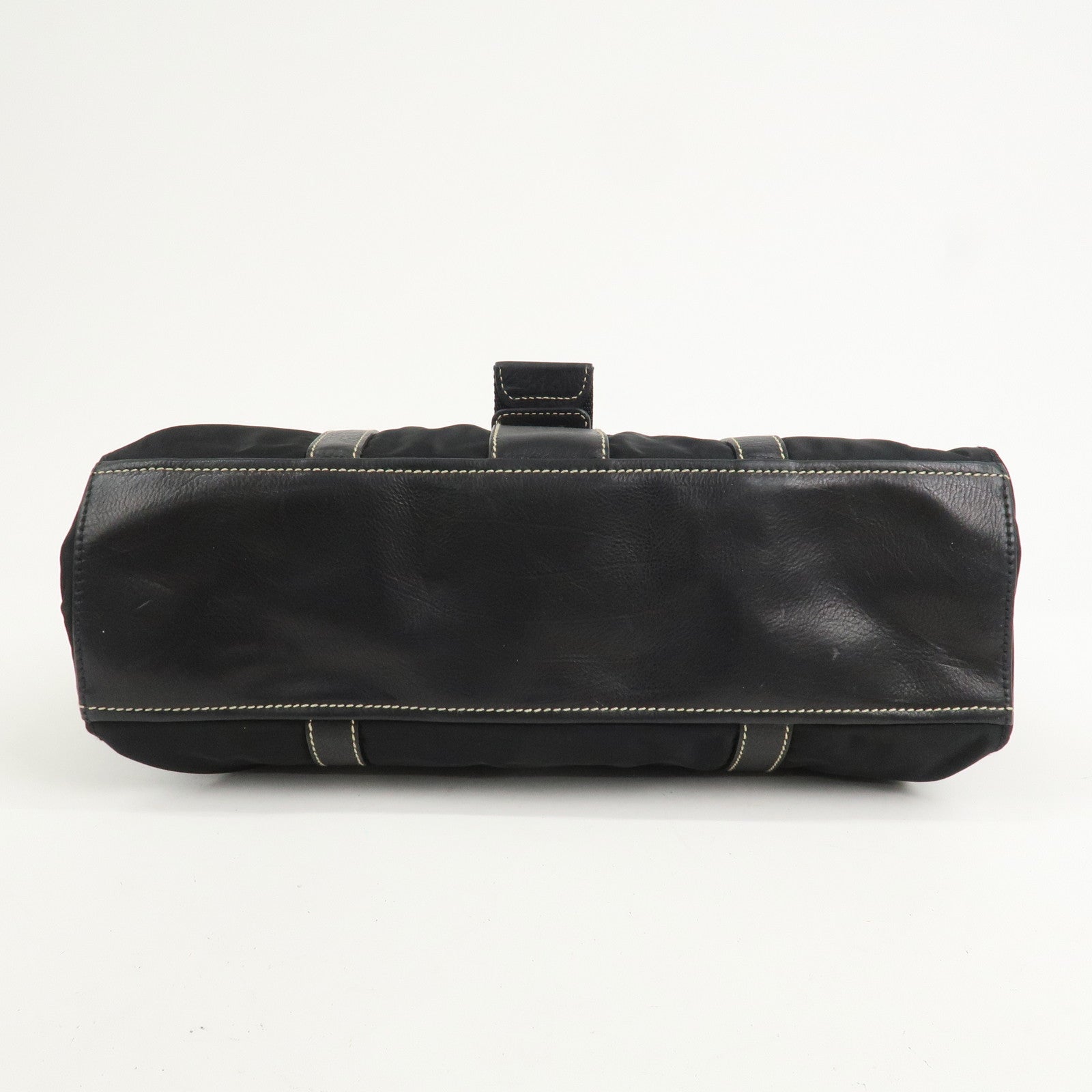 PRADA Triangle Logo Nylon Leather Shoulder Bag Black BR2418