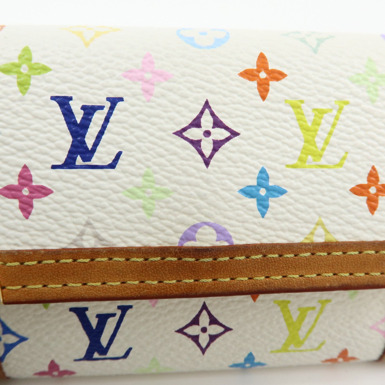 Louis Vuitton Multicolor Porte Monnaie Plat Coin Case Blanc M92657