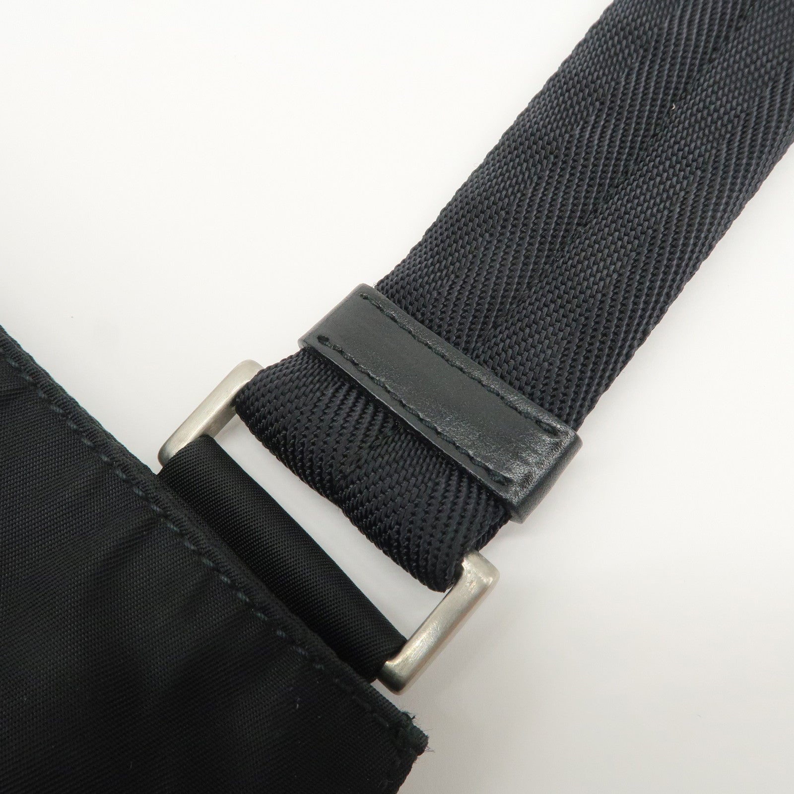 PRADA Triangle Logo Nylon Leather Shoulder Bag Crossbody Bag Black