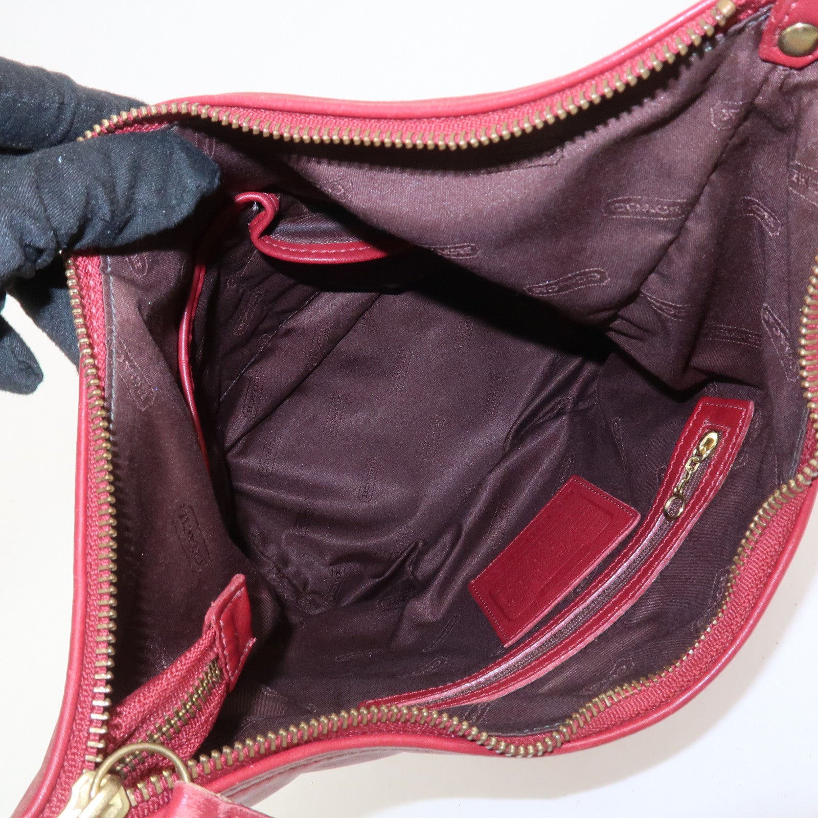 COACH Leather Shoulder Bag Hand Bag Red