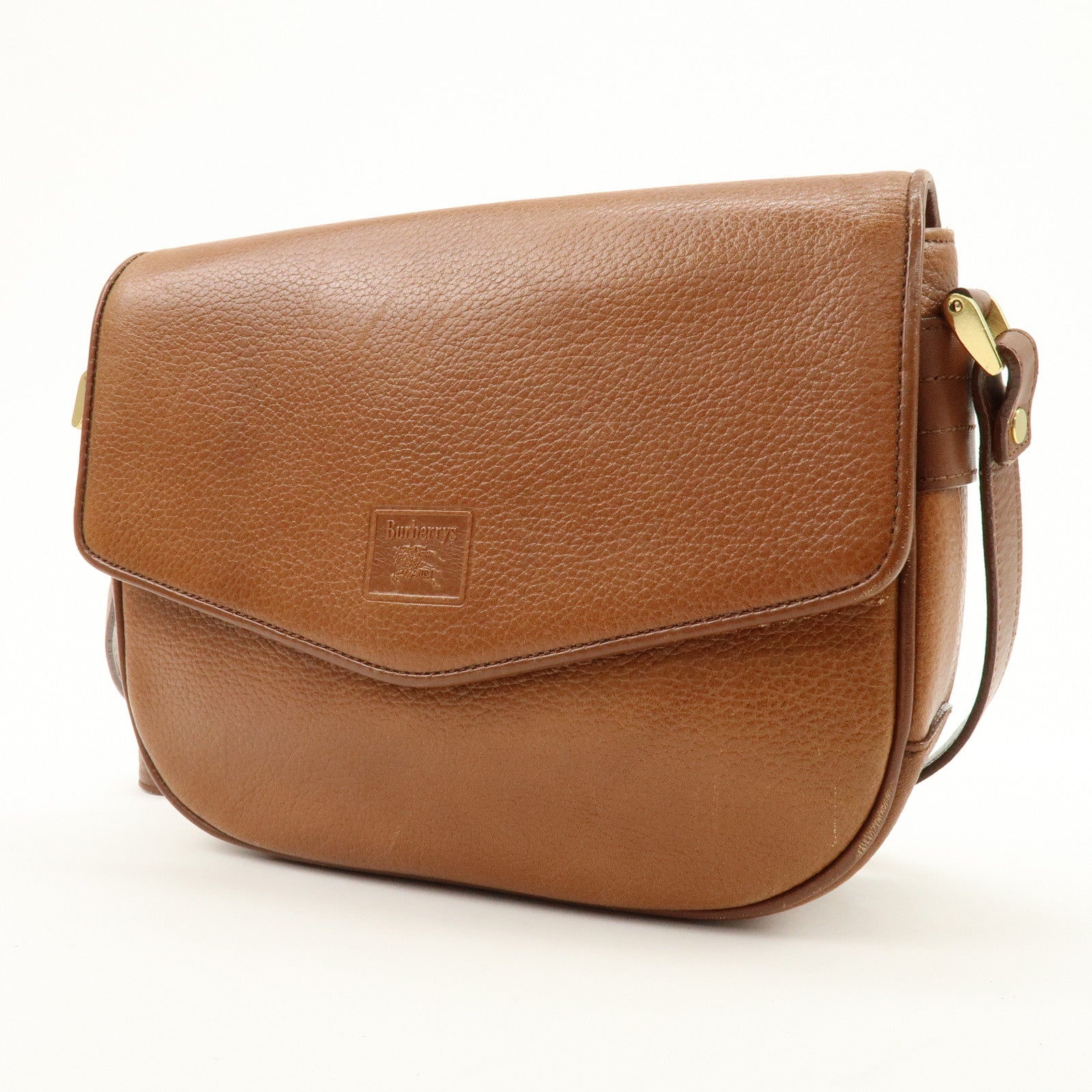 BURBERRY Logo Leather Shoulder Bag Crossbody Bag Brown