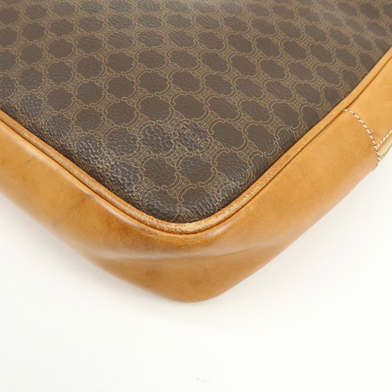 CELINE Macadam PVC Leather Hand Bag Tote Bag Brown