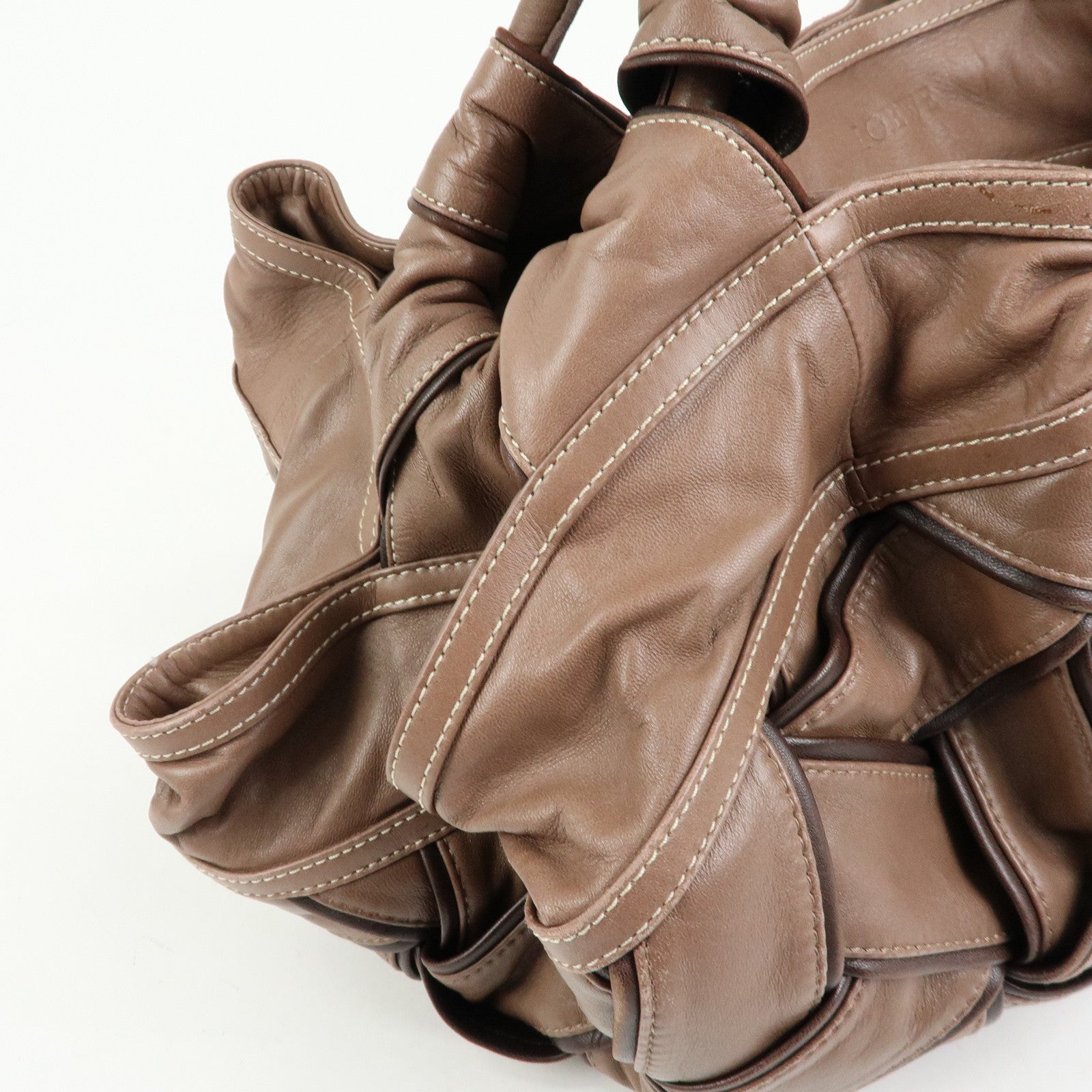 LOEWE Anagram Nappa Aire Leather Hand Bag Tote Bag Brown