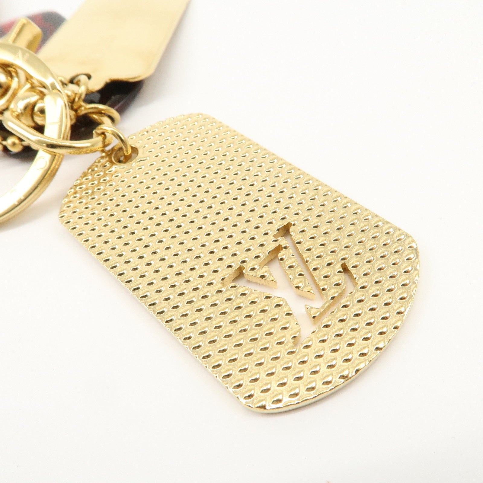 Louis Vuitton Bijoux Sac Monogram Flage Metal Resin Bag Charm Gold Rouge M65635 Used