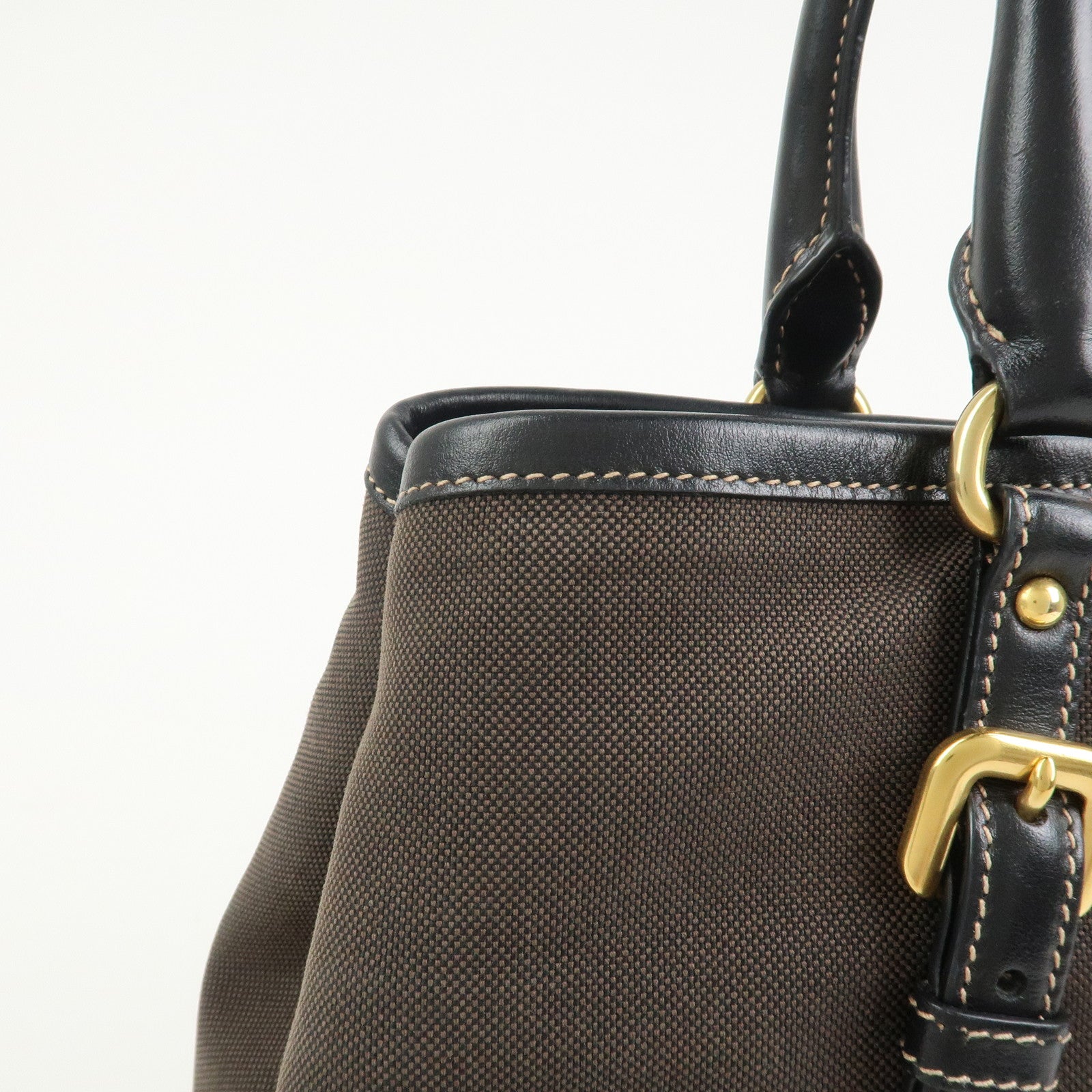 PRADA Jacquard Leather 2Way Bag Tote Bag Hand Bag Brown BN1841