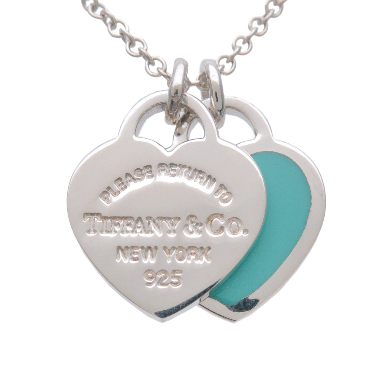 Tiffany & Co Return to Tiffany Mini Double Heart Tag Necklace SV925