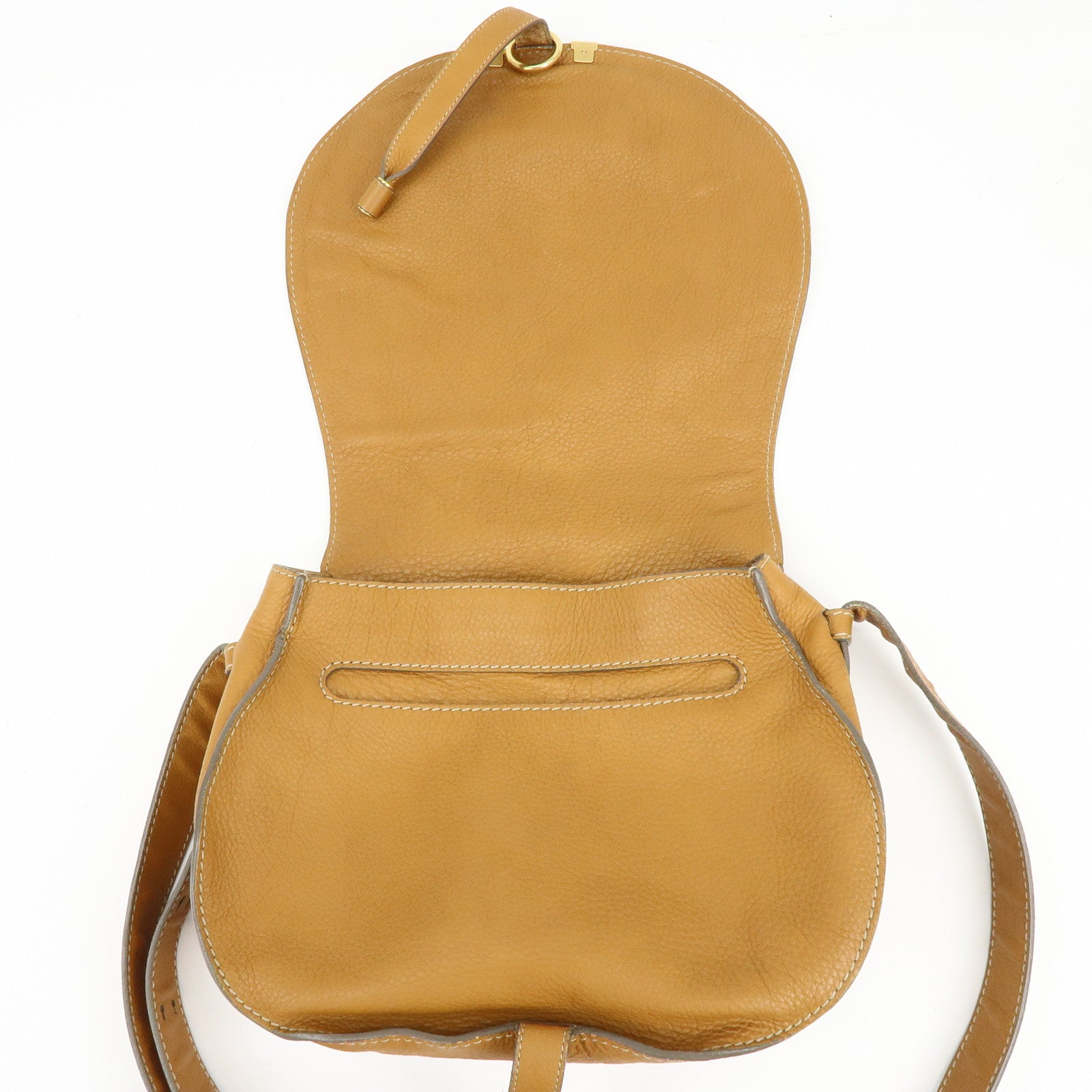Chloe Marcie Leather Shoulder Bag Saddle Bag Crossbody Bag Brown
