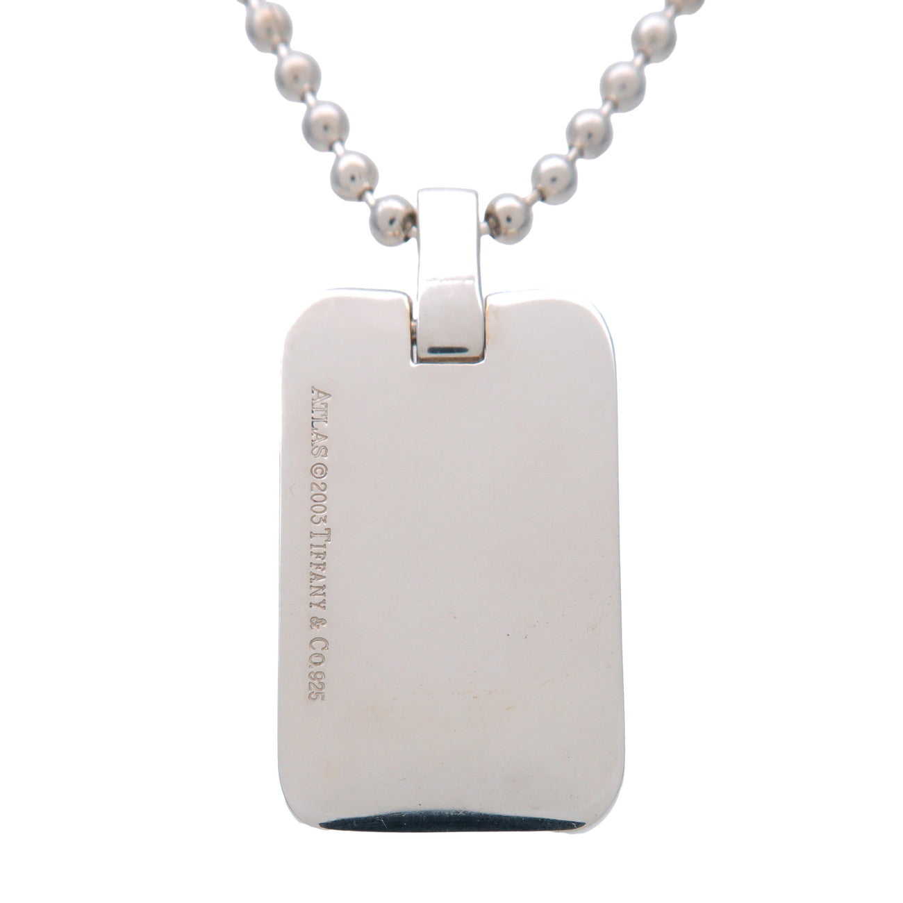 Tiffany & Co Atlas Plate Ball Chain Necklace SV925 Silver