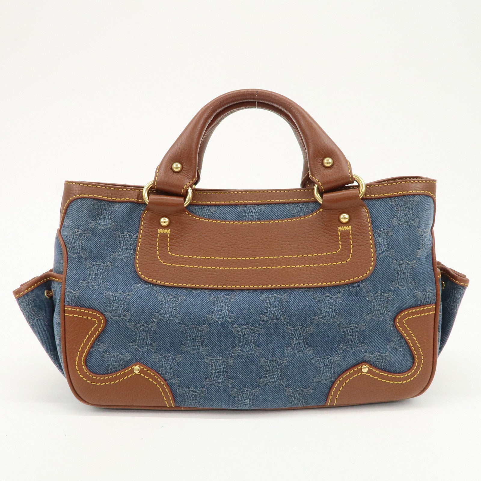 CELINE Macadam Denim Leather Boogie Bag Blue Brown