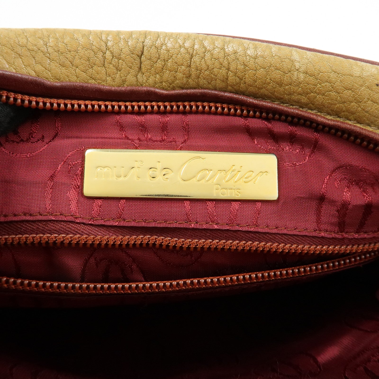 Cartier Must de Cartier Leather Shoulder Bag Crossbody Bag Beige