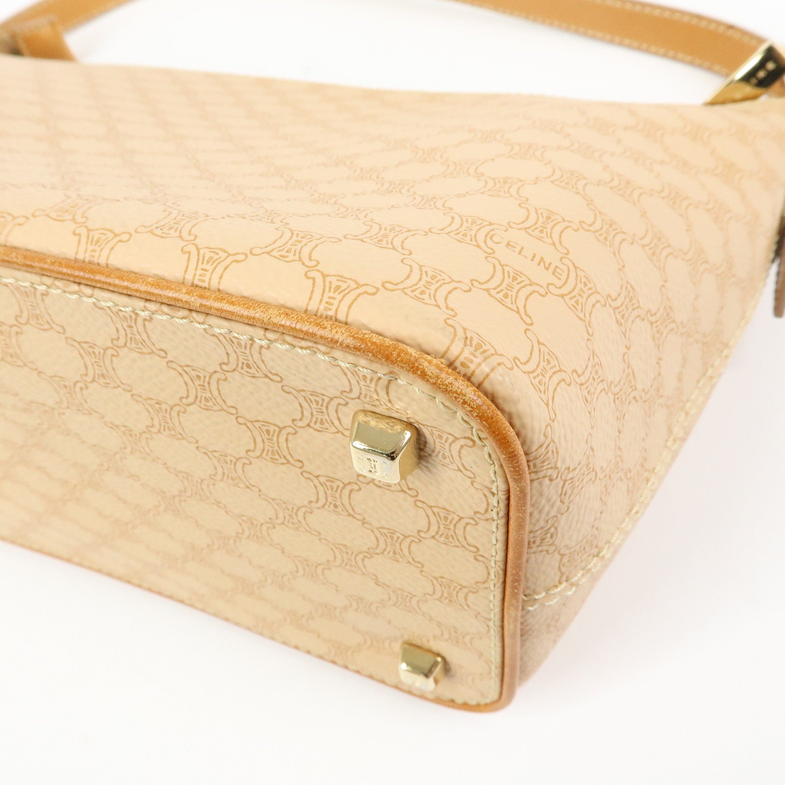 CELINE Macadam PVC Leather Hand Bag Shoulder Bag Beige