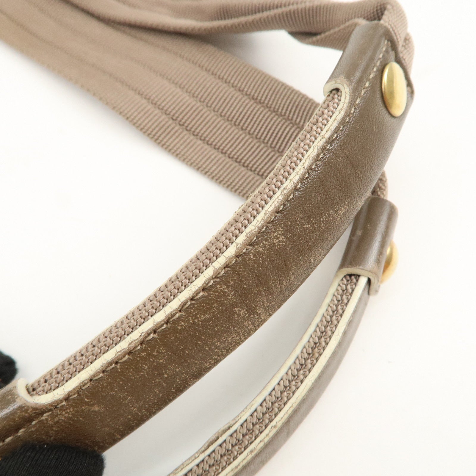 Ferragamo Gancini Canvas Leather Shoulder Bag Tote Bag Brown