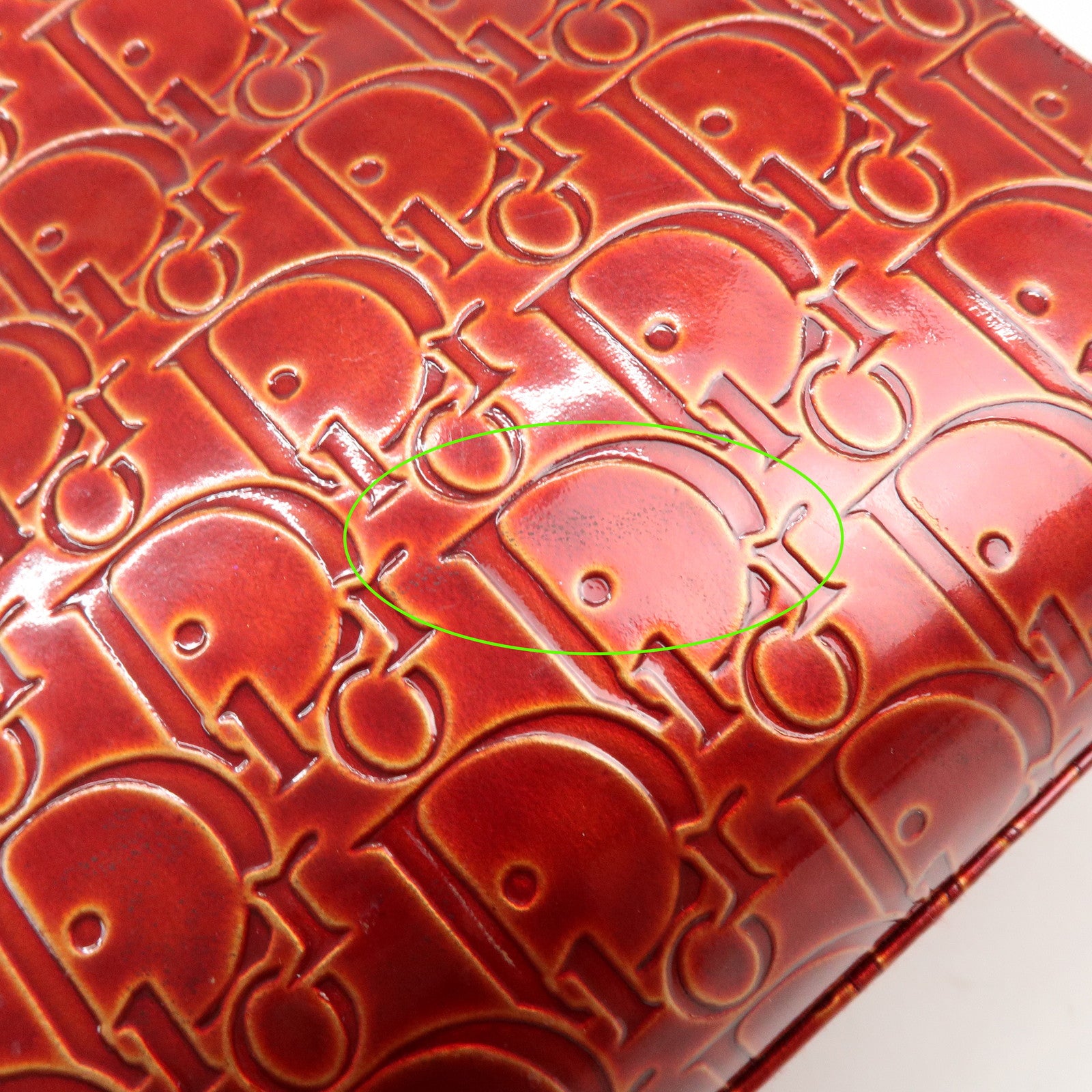 Christian Dior Lady Dior Patent Leather Hand Bag Dior Logo Red