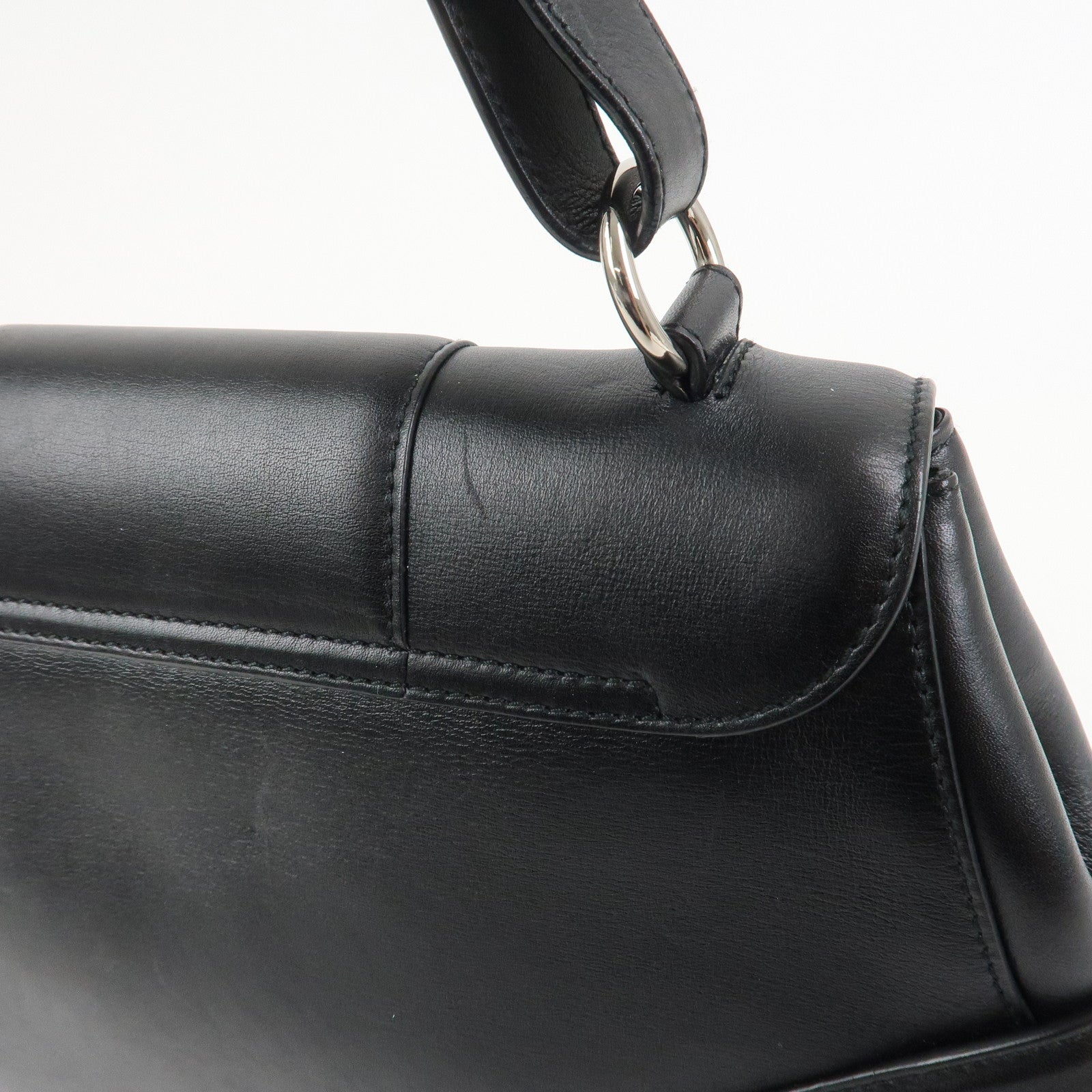 Ferragamo Gancini Leather Shoulder Bag Hand Bag Black AQ-21 4935