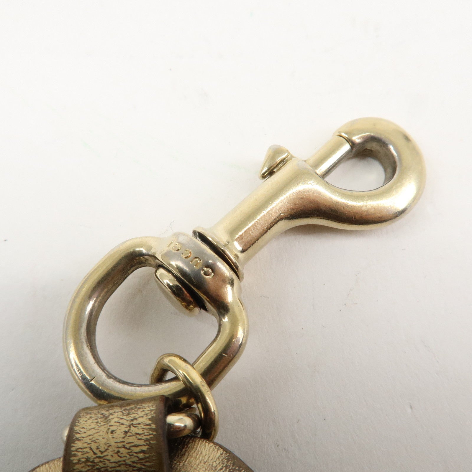 GUCCI Gucciori Leather GG Supreme Bag Charm Poodle Beige Brown Used