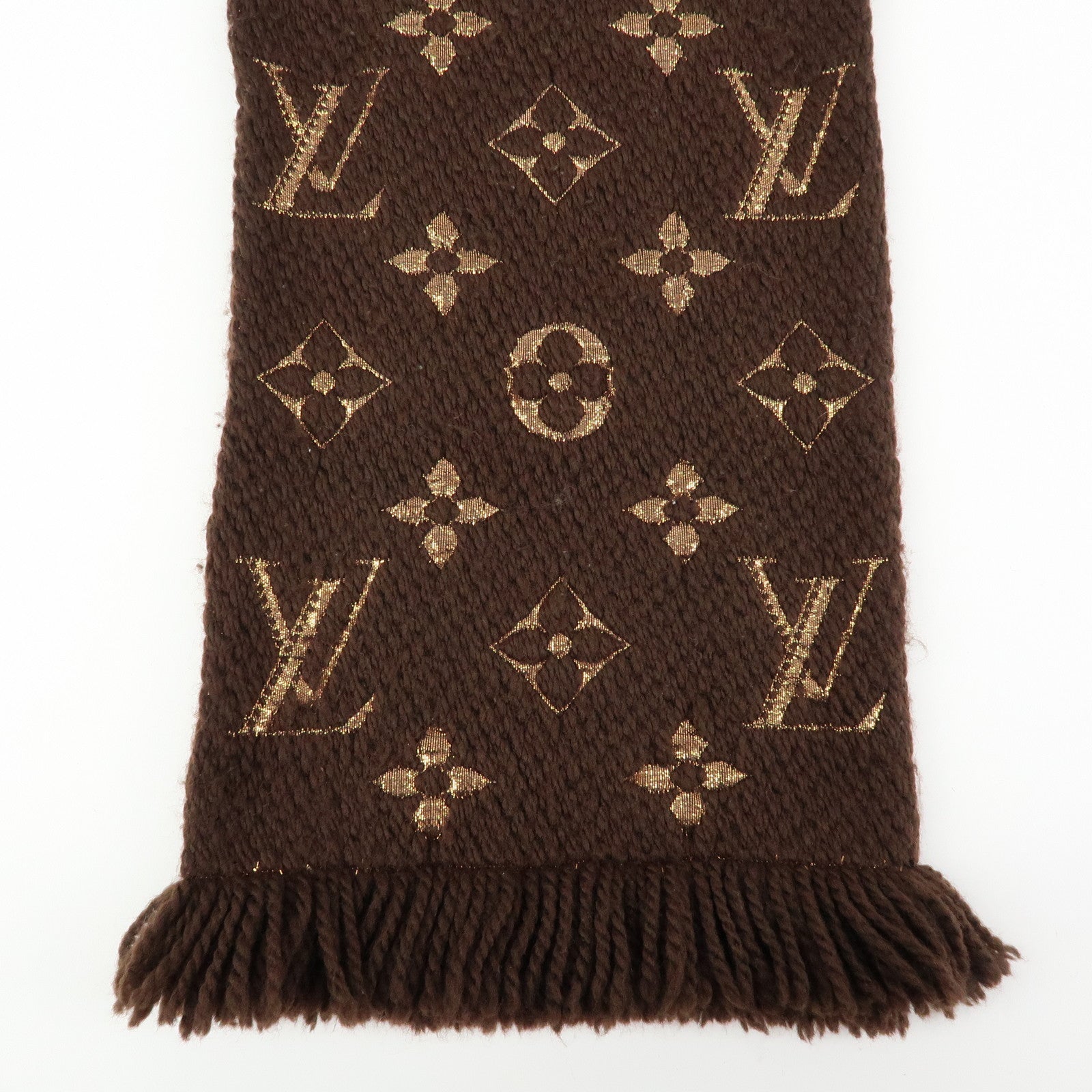 Louis Vuitton Echarpe Logomania Shine Wool Silk Scarf Brown M71383