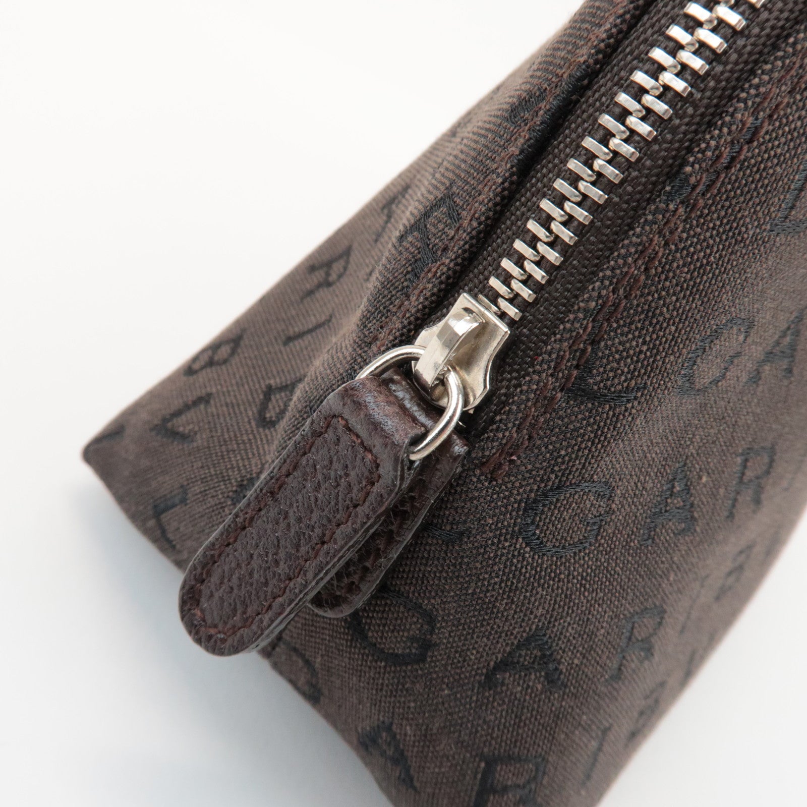 BVLGARI Logomania Canvas Pouch Cosmetic Pouch Dark Brown