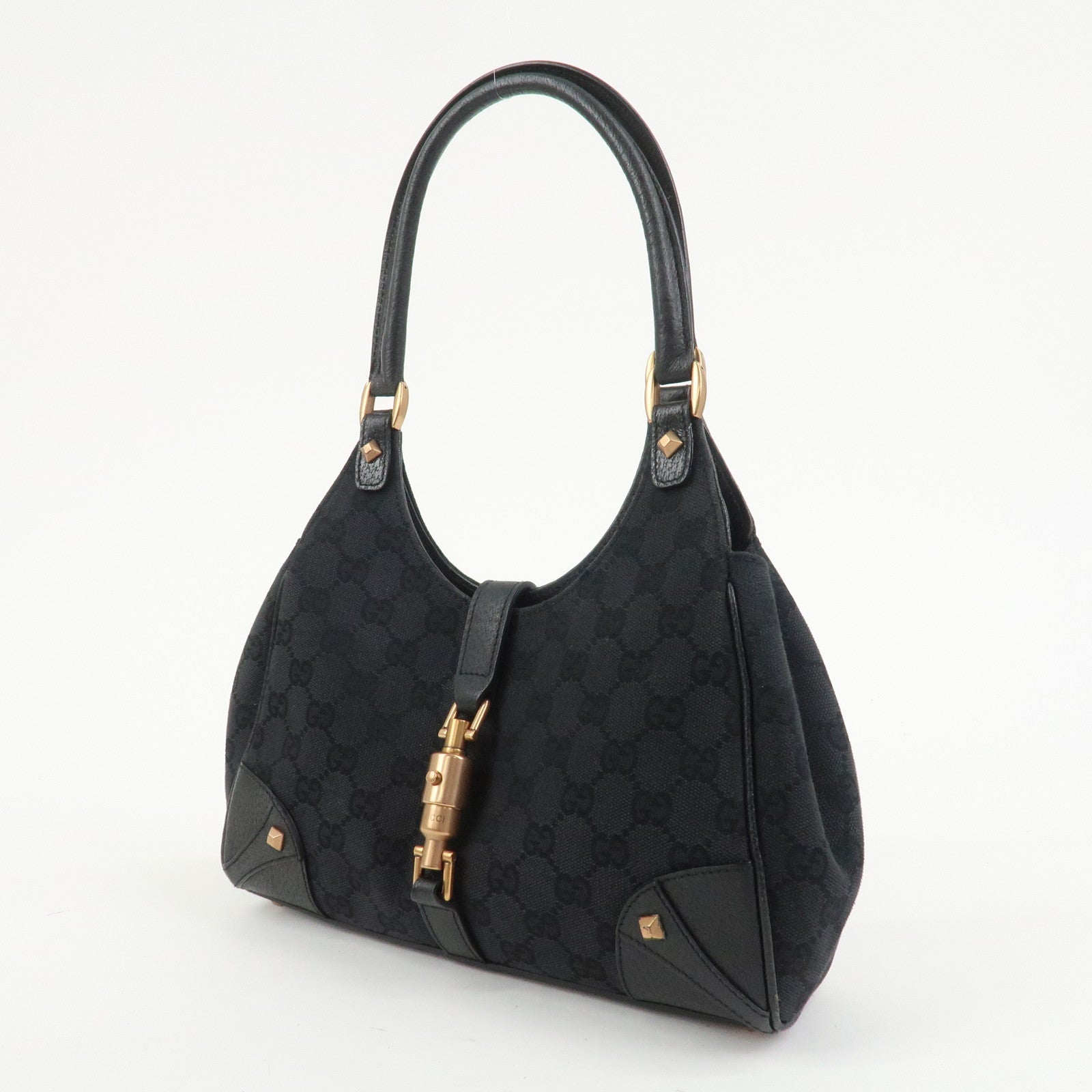 GUCCI New Jackie GG Canvas Shoulder Bag Hand Bag Black 124409