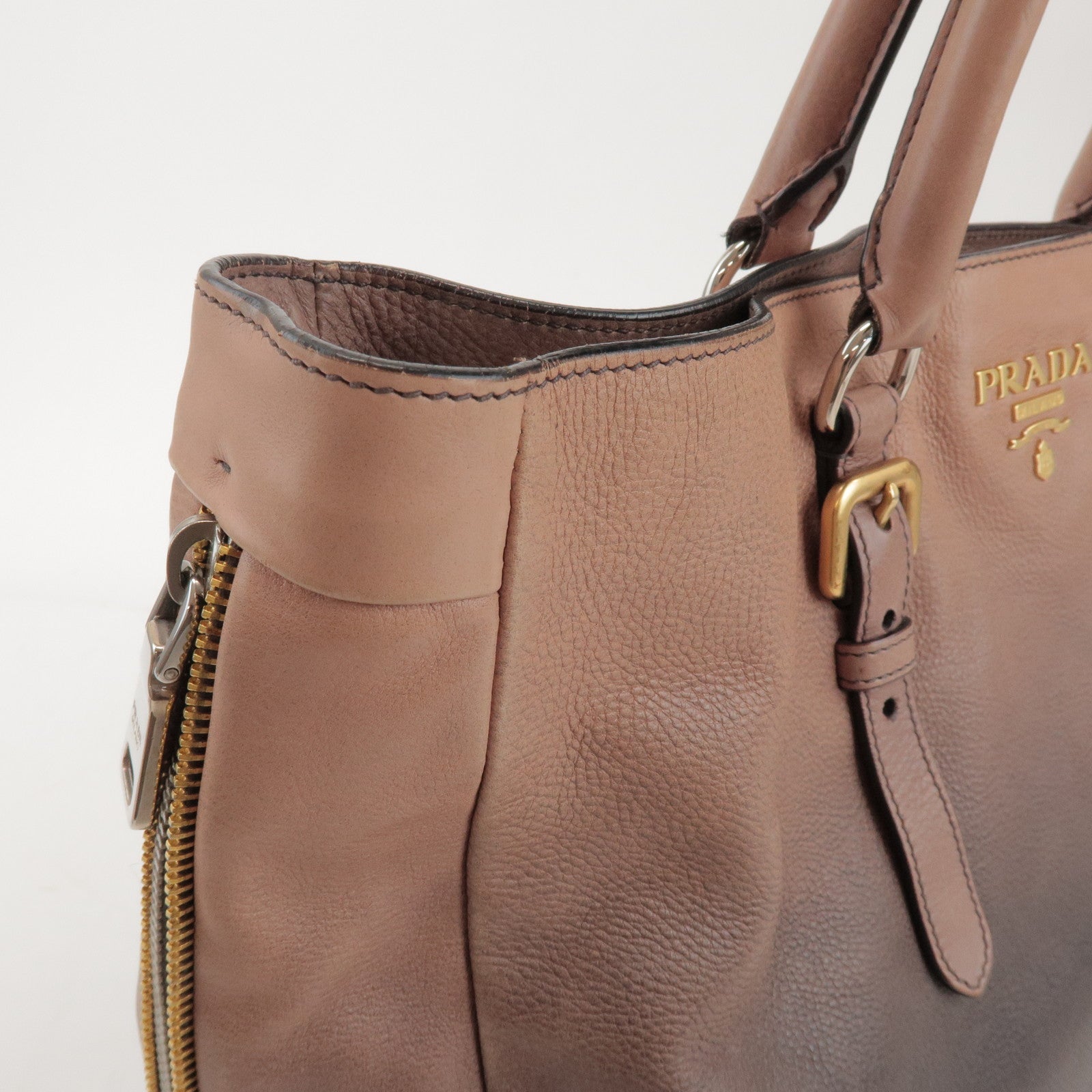 PRADA Leather 2Way Bag Hand Bag Shoulder Bag Brown BN1592