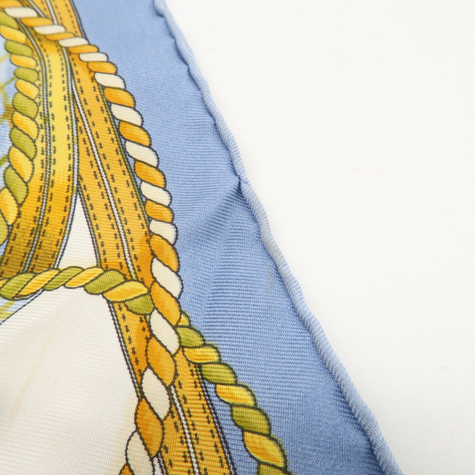 HERMES Carre 40 Silk 100% Scarf GRANDE TENU Blue Yellow