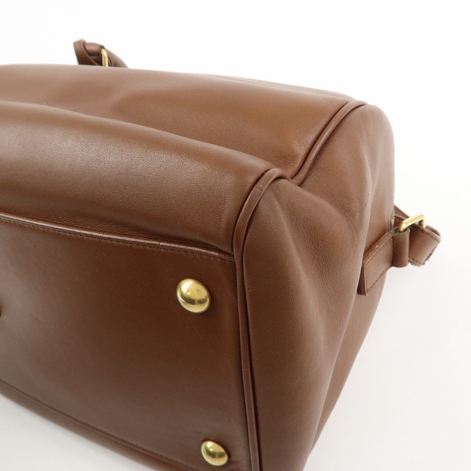 SAINT LAURENT PARIS Leather Duffle 6 2Way Bag Hand Bag Brown 322049