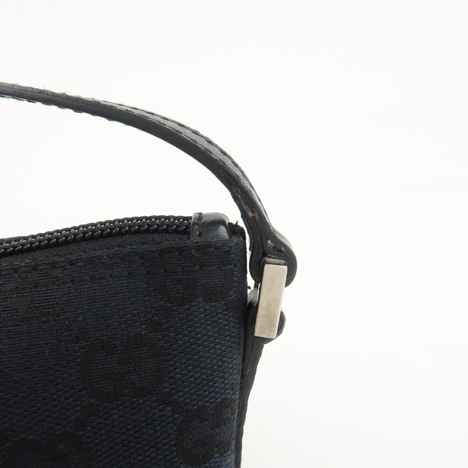 GUCCI GG Canvas Leather Accessory Pouch Hand Bag Navy 039.1103