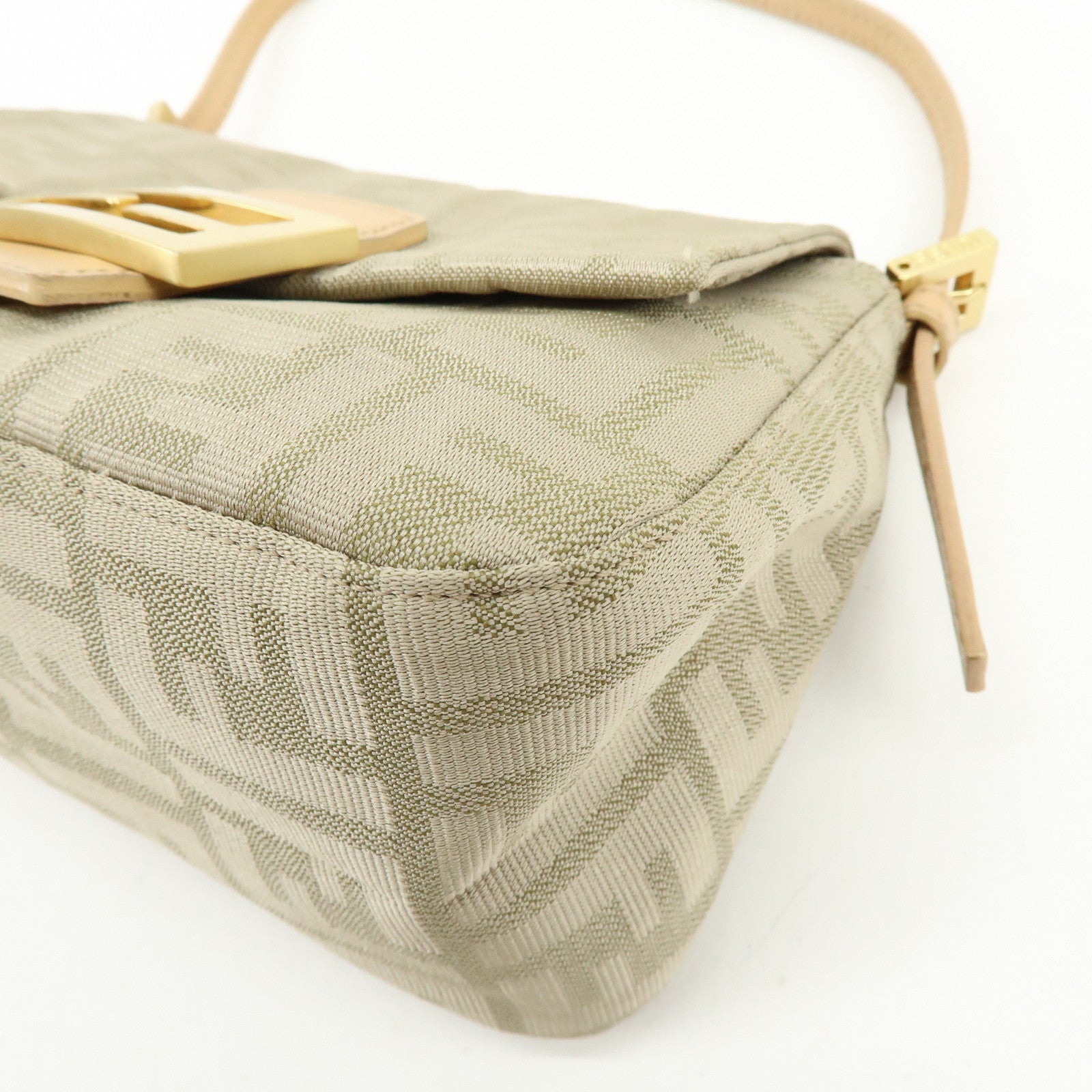 FENDI Zucca Canvas Leather Hand Bag Beige 8BR180