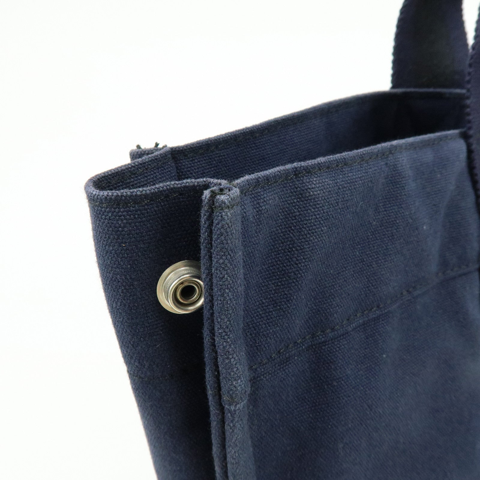 HERMES Fourre Tout MM Canvas Tote Bag Hand Bag Navy Black