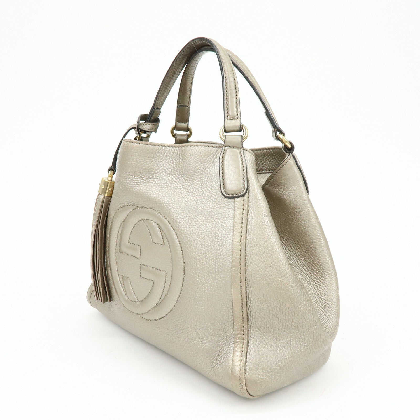 GUCCI SOHO Interlocking G 2Way Bag Hand Bag Champaign Gold 336751