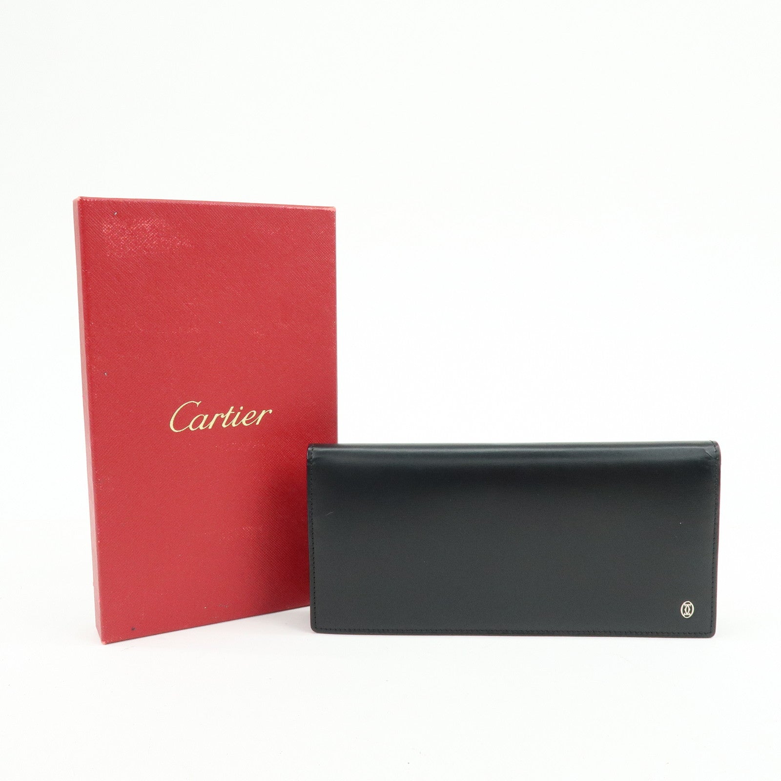 Cartier Pasha Leather Bi-fold Long Wallet Continental Wallet Black