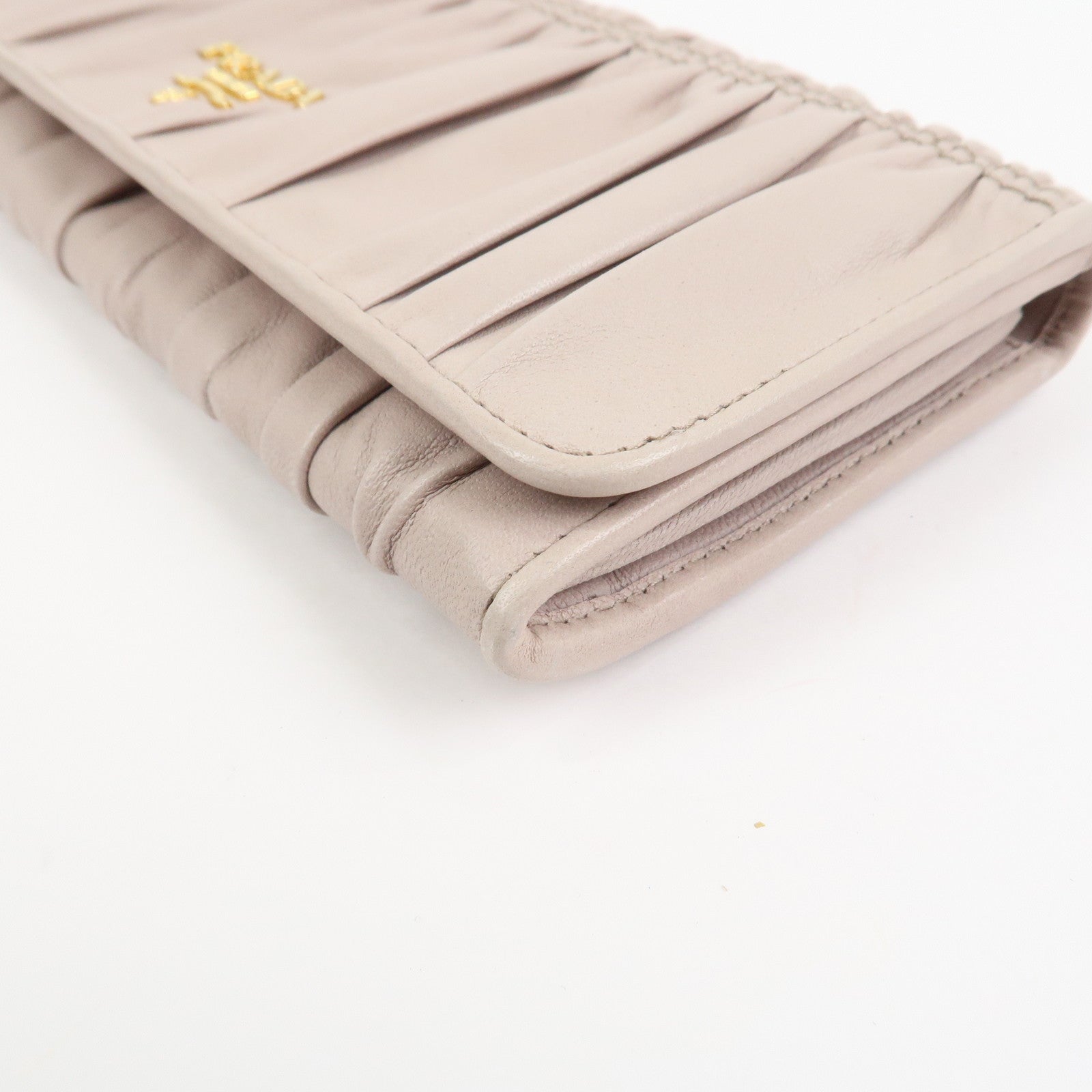 PRADA Nappa Gaufre Leather Bi-fold Long Wallet Light Beige 1M1132