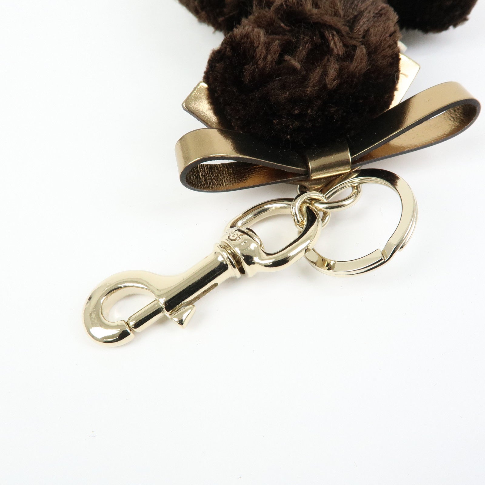 GUCCI Gucciori GG Supreme Leather Lulu Toy Poodle Bag Charm Brown