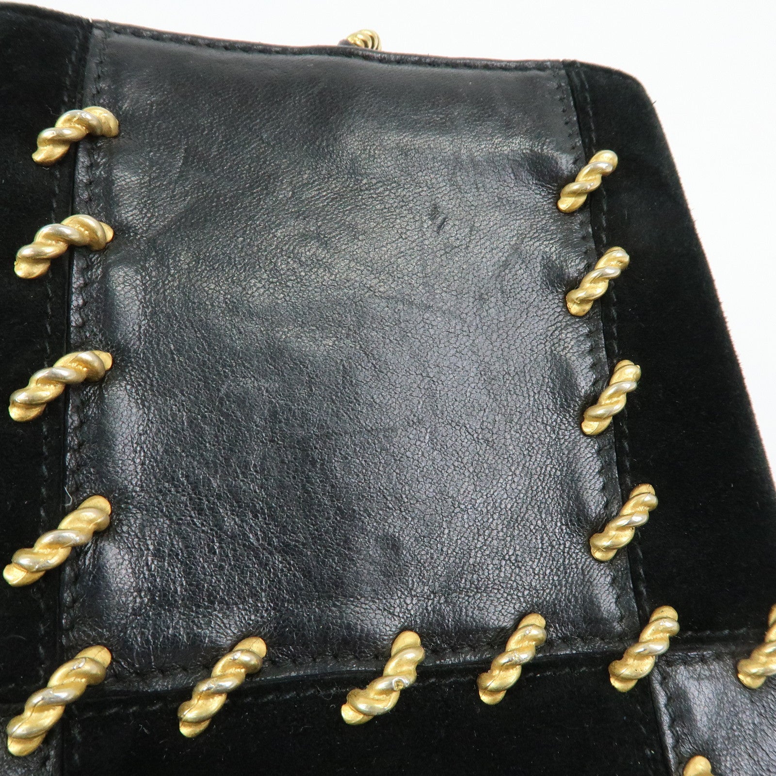 Ferragamo Leather Suede Shoulder Bag Crossbody Bag Black