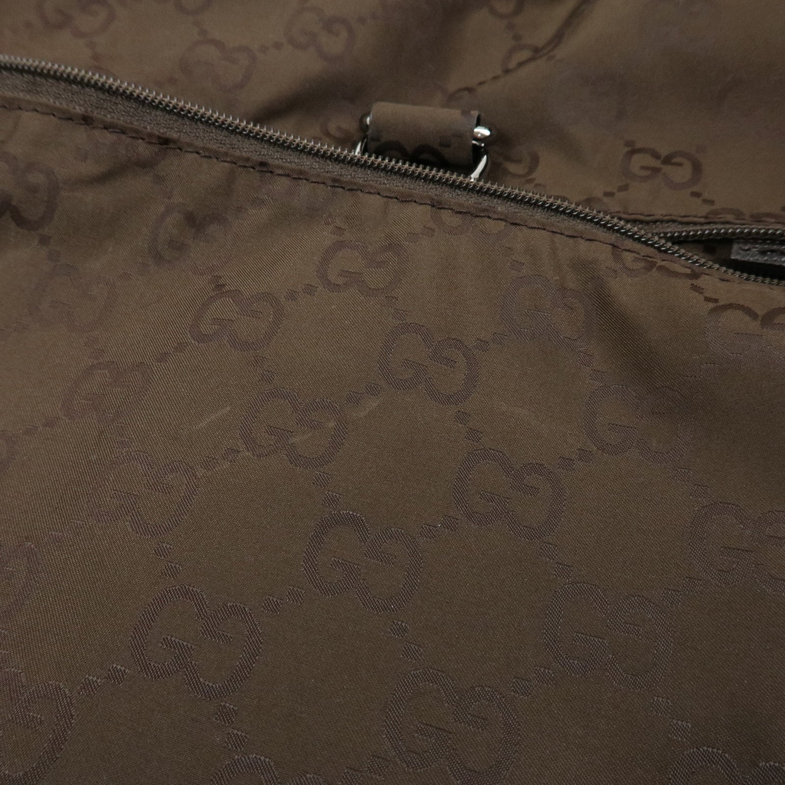 GUCCI GG Nylon Leather Backpack Brown 223670