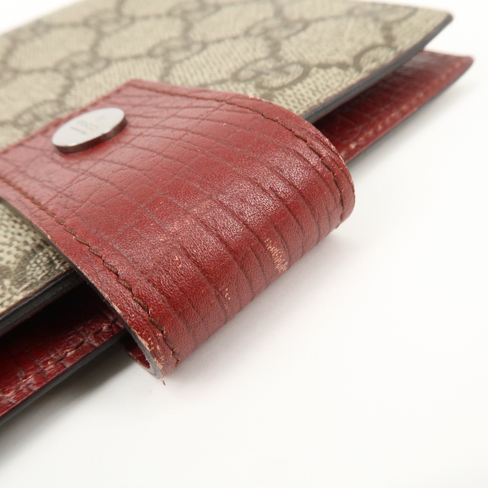 GUCC GG Supreme Canvas Leather Planner Cover Beige Brown 115240 Used